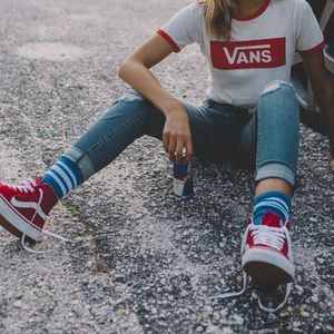 Red high top vans (NWOT)